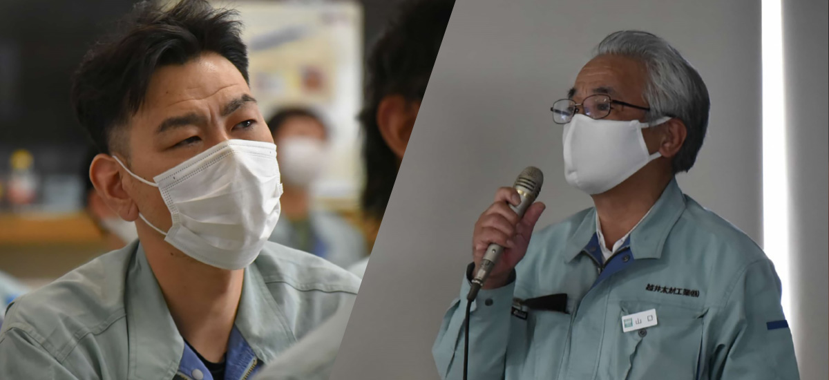 部署の職種の垣根なく工場での生産改善への取り組みを共有する