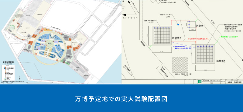 2025年大阪・関西万博予定地での木製浮き基礎工法を用いた実大実証試験 配置図